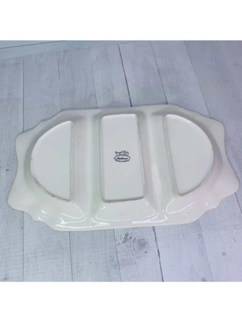 Ambiance Collection ROYAL PALM By Nanette Vacher Stoneware Section Serving Tray